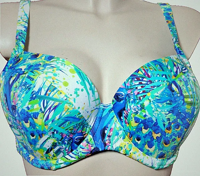 Akcent SWIM Bikini Bügel BH Gr.80D UK 36D Wattiert Schalen Mehrfarbig blau