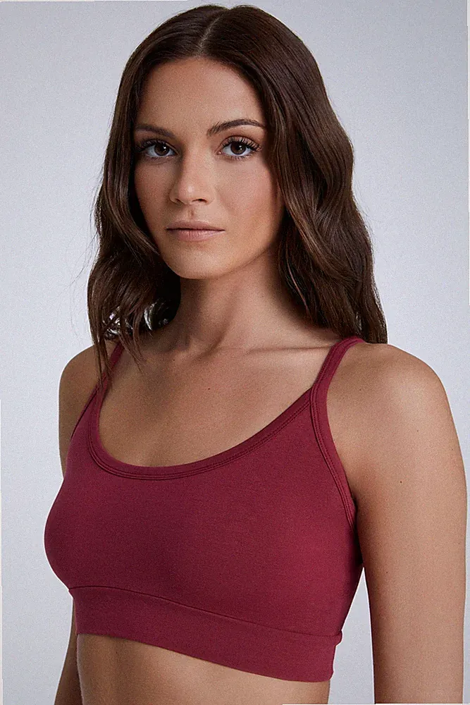 Albero Natur Damen Bustier Bio-Baumwolle Sport BH Unterhemd Gestreift