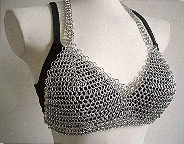Aluminium konifiziert Kettenhemd BH Wikinger Neckholder Cosplay BH für Frau...