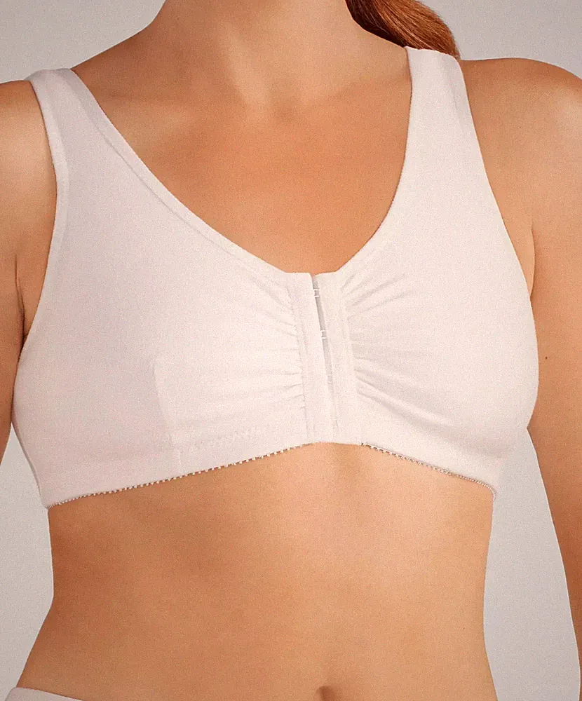 Amoena Baumwolle Frontverschluss BH weiß Größen Large (A/Bcup) XLarge (A/Bcup)