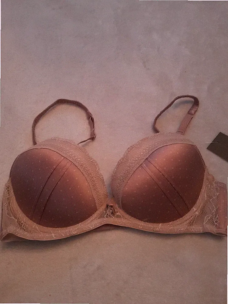 Ange Damen Push Up BH Beige Gepunktet Mit Spitze 70B JP989
