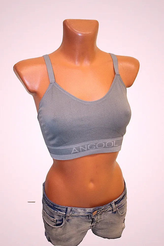 Angool bequemer BH M 36/38 Sport Bustier Unterwäsche grau Damen stretchig