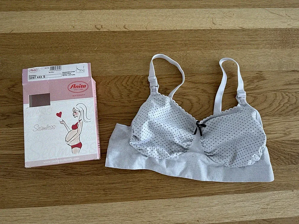 Anita Maternity Still BH Bustier Silber Grau S Ohne Bügel Neu