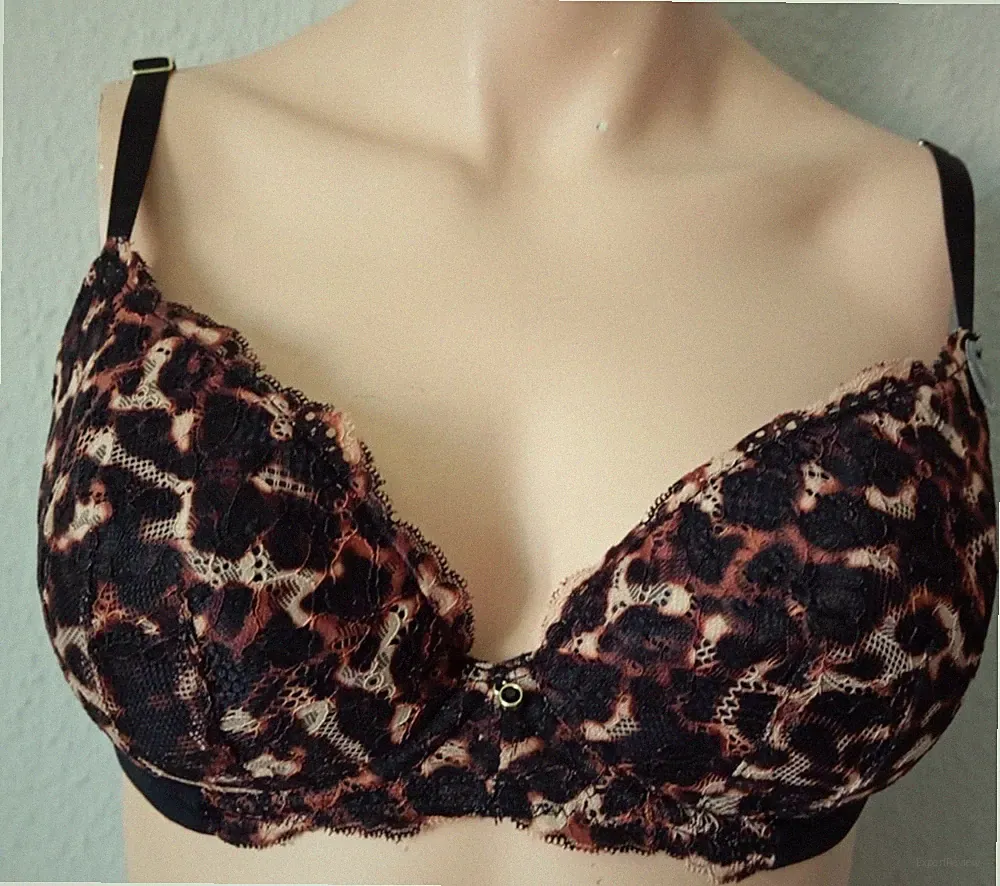Ann Summers Padded Bra / Bügel BH mit Polstern & Spitze im Animal / Leo Look 75D