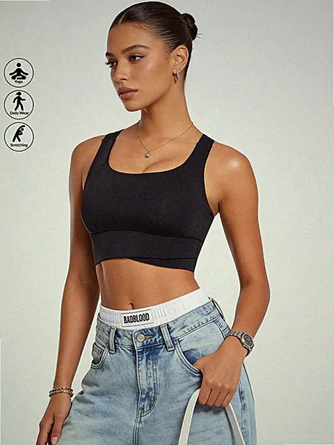 Atmungsaktiver Sport BH mit Raffung für eine feminine Rückenform Ideal Billig24