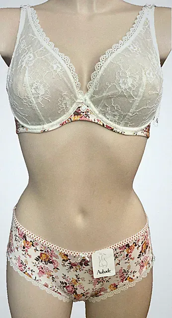 AUBADE Fleurs De Plaisir Triangel-BH SET Bügel Gr.80C UK36C + Slip 38 OVP 179€