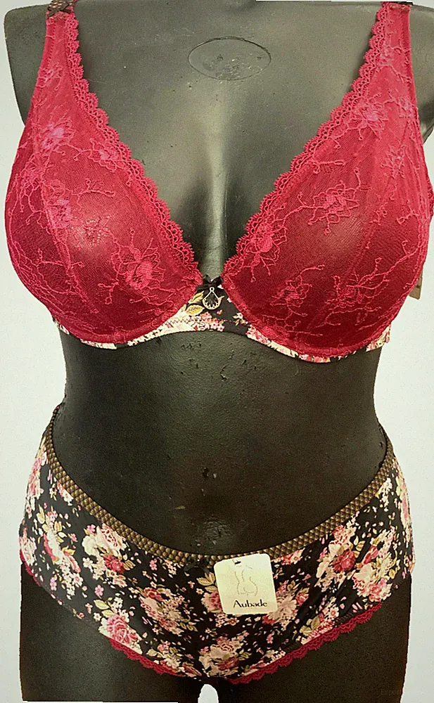 AUBADE Fleurs De Plaisir Triangel-BH SET Bügel Gr.90D UK40D + Shorty 46 OVP 179€