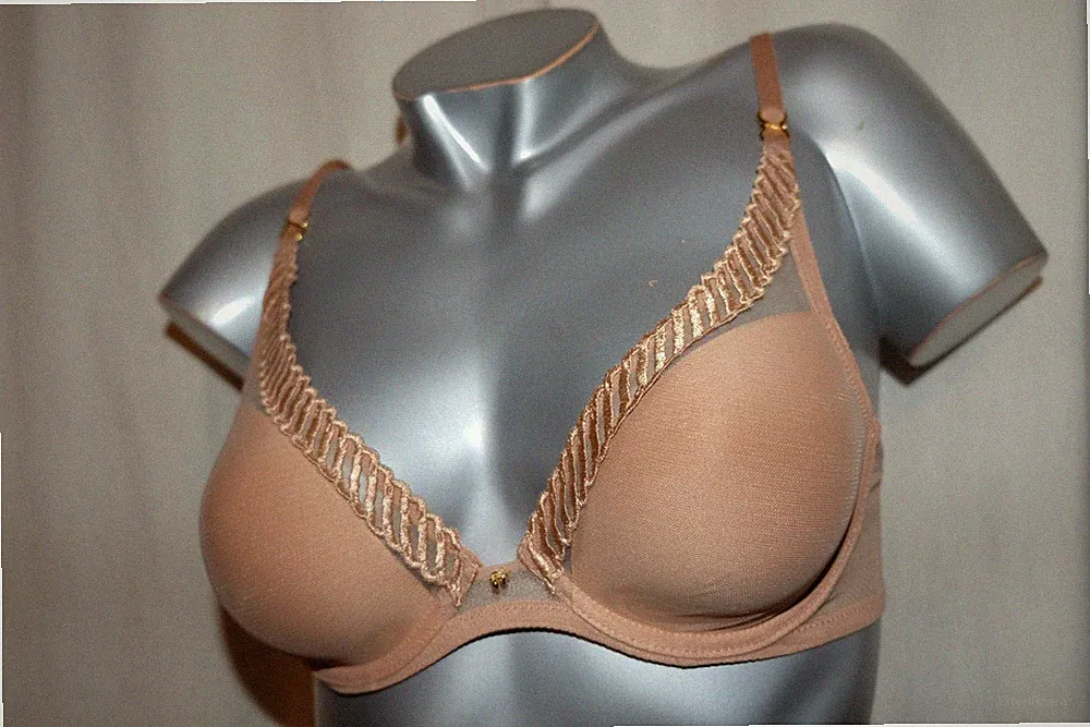 AUBADE Triangel Dekolleté Bügel BH SHEER EMOTION 4MF12 Tüll sand 75B NEU