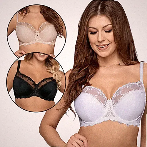 Ava Damen Bügel BH Dessous Spitze Teilgepolstert Große Brüste Unterwäsche 1030