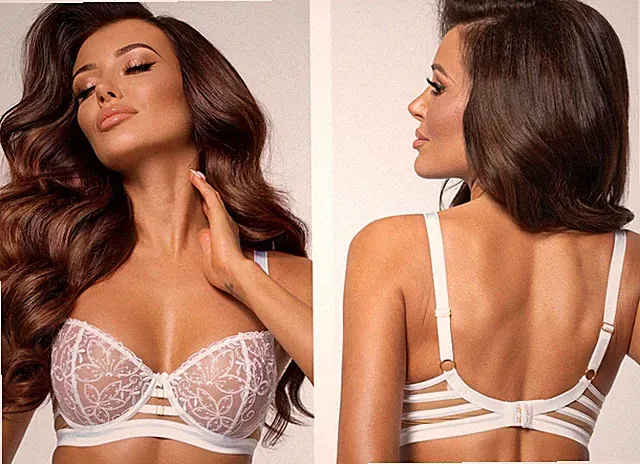 AXAMI BÜGEL BH WEISS spitze tüll elegant V-10561 beige transparent clubwear