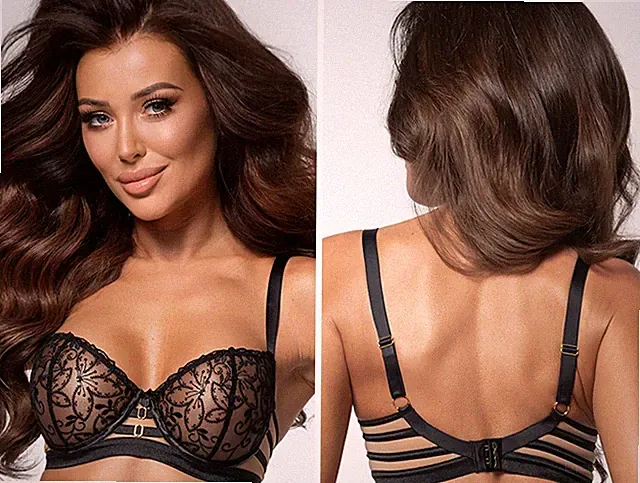 AXAMI PUSH UP BÜGEL BH SCHWARZ BEIGE blumen V-10551 clubwear