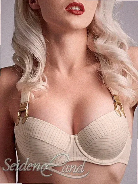 Balconette BH creme gold Nadelstreifen C-Cup Gloria von Marlies Dekkers