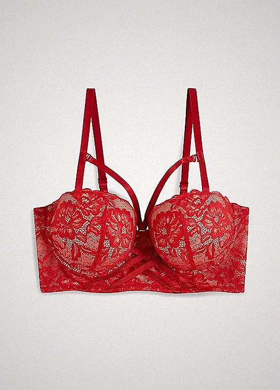 Balconette BH Gr. (95) E Rot Damen-Bra Oberteil Neu*