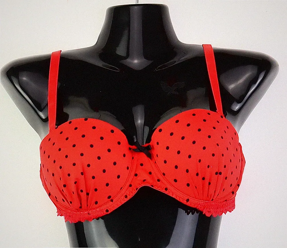 Balconette-BH im 2er-Pack Gr. 80 (B) Schwarz/Rot Schwarz Damen-Bra Neu