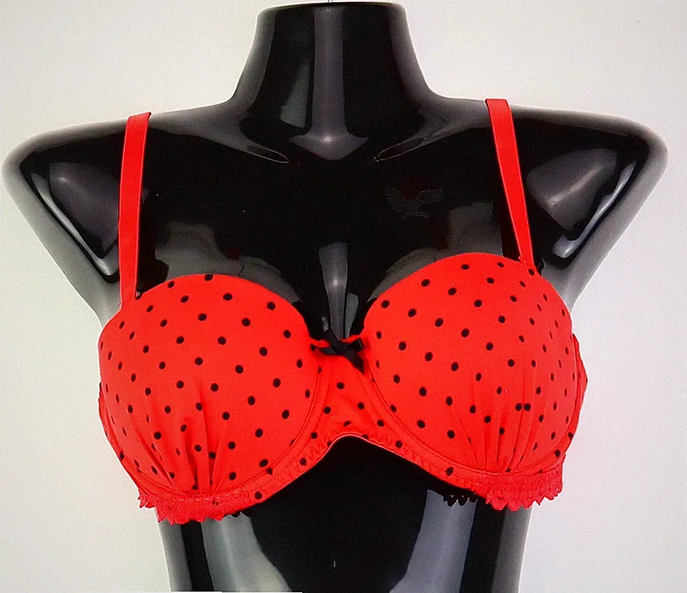 Balconette-BH im 2er-Pack Gr. 80 (B) Schwarz/Rot Schwarz Damen-Unterwasche Neu*
