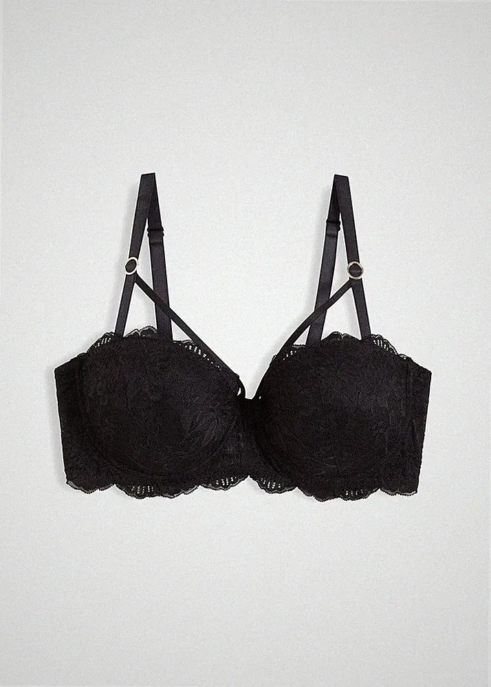 Balconette BH mit Bügel Gr. 80 Cup D Schwarz Damen-Unterwasche Bra Dessous Neu