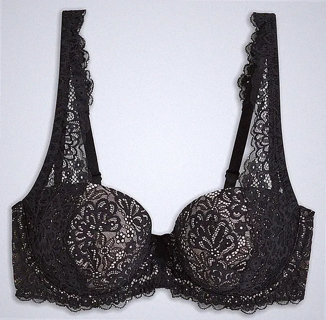 Balconette BH mit Bügel Gr. 80 Cup F Schwarz Mattbeige Damen-Bra Oberteil Neu