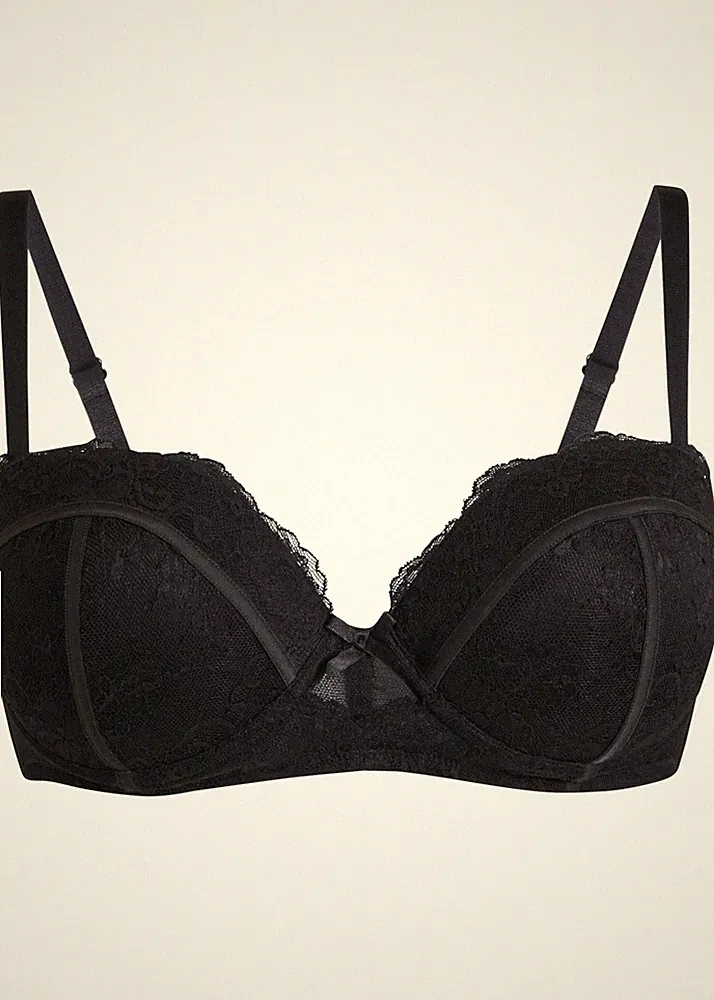 Balconette BH mit Bügel Gr. 85 Cup D Schwarz Unterwäsche Bra Oberteil Neu*
