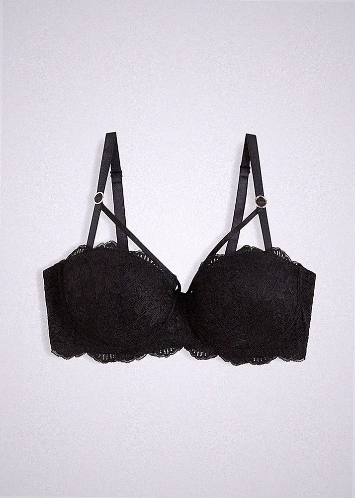 Balconette BH mit Bügel Gr. 95 Cup D Schwarz Damen-Unterwasche Bra Dessous Neu