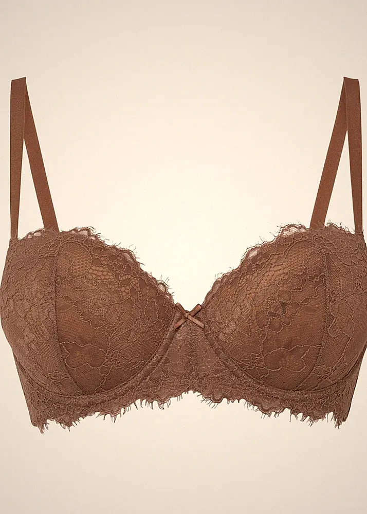 Balconette-BH mit Bügel Gr. 95 Cup E Braun Damen-Unterwäsche Oberteil Neu