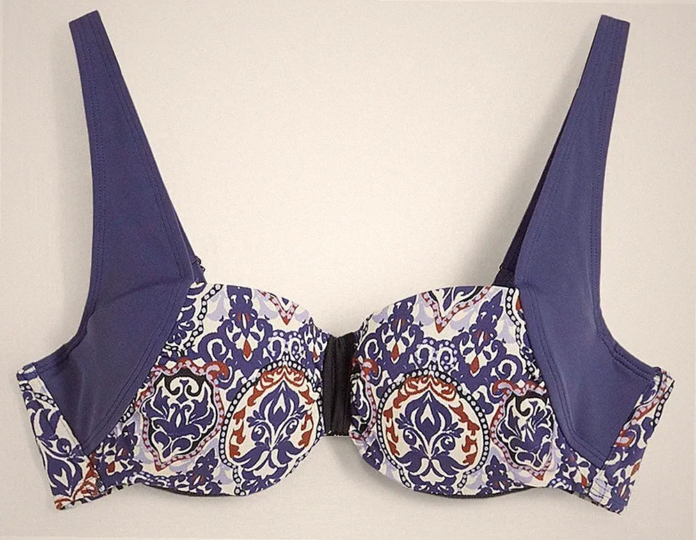 Balconette Bikini Oberteil Gr. (100) C Dunkelblau Damen Schwimm-Bra Bade-BH Neu*