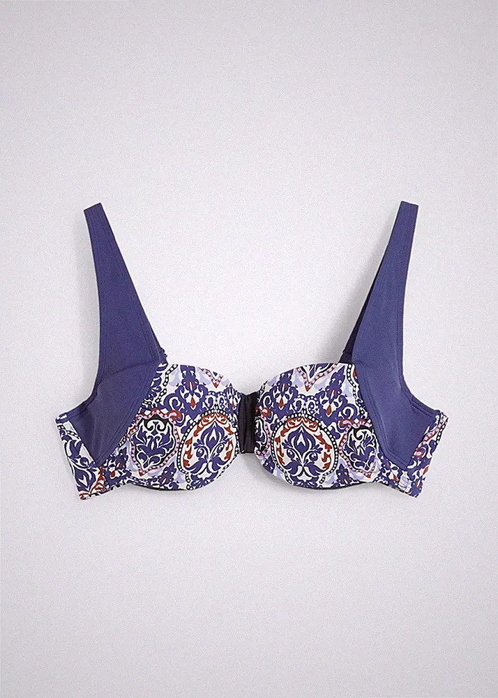 Balconette Bikini Oberteil Gr. (80) D Dunkelblau Bikinioberteil Bade-BH Neu*