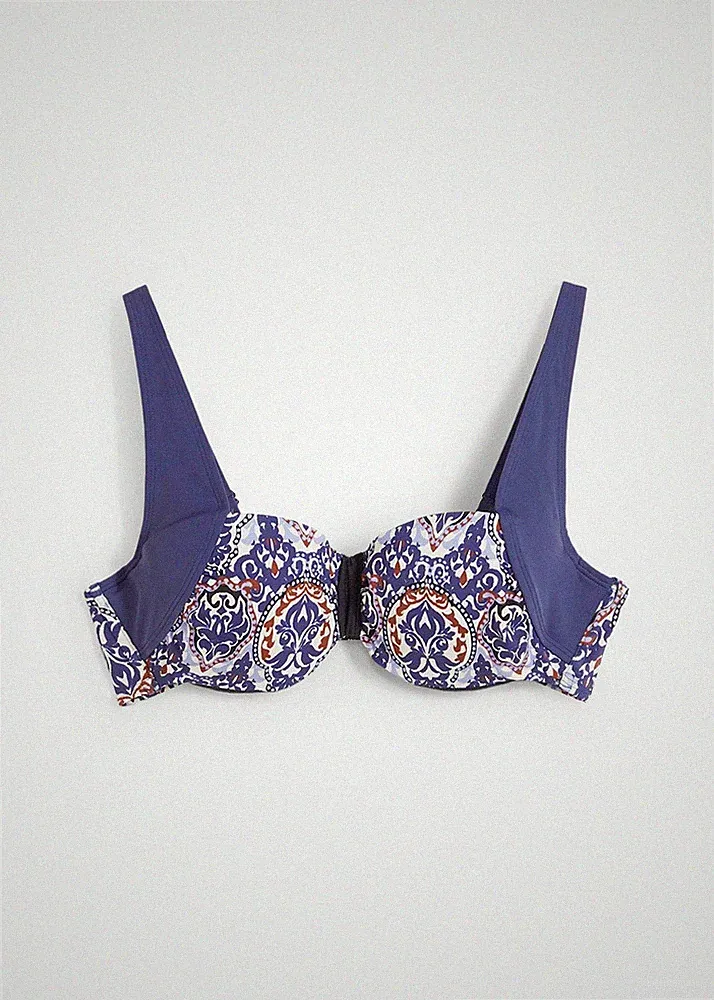 Balconette Bikini Oberteil Gr. (90) D Dunkelblau Bikinioberteil Bade-BH Neu*