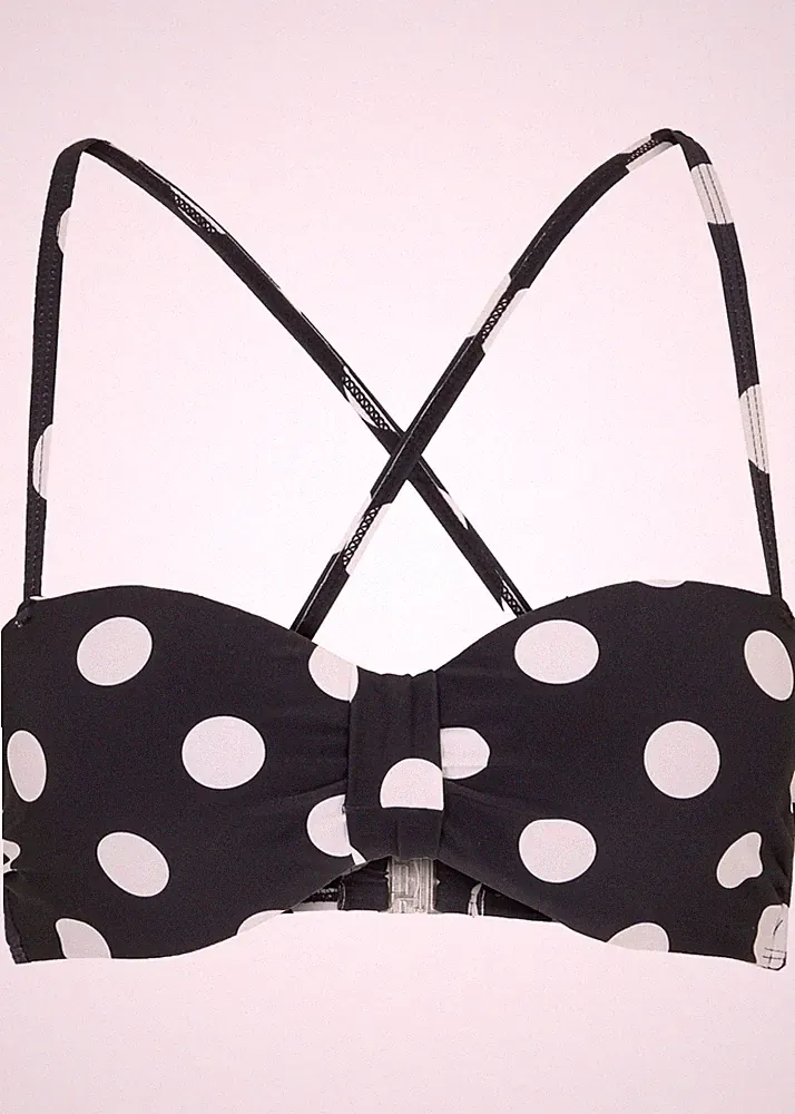 Balconette Bikini Oberteil Gr. (95) E Schwarz Weiss Damen Schwimm-Bade-BH Neu*