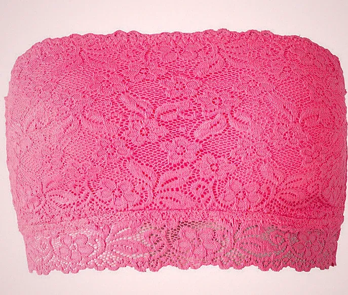 Bandeau-BH aus Spitze neonpink NEU mit Etikett