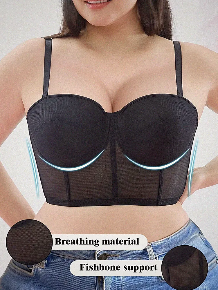 Bandeau BH in großen Größen Elegante Mesh Einsätze für Optimalen Halt Billig24