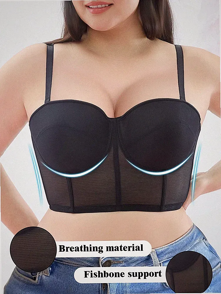 Bandeau BH in großen Größen Elegante Mesh Einsätze für Optimalen Halt Billig24