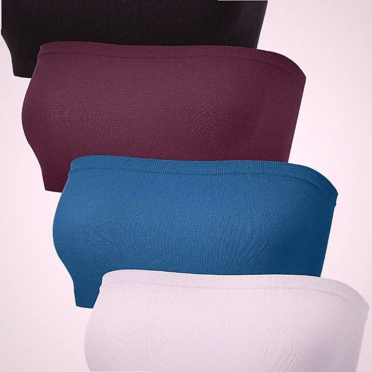 Bandeau-BH Trägerlos 4 Stück Stretch Damen Oberteil Nahtlos