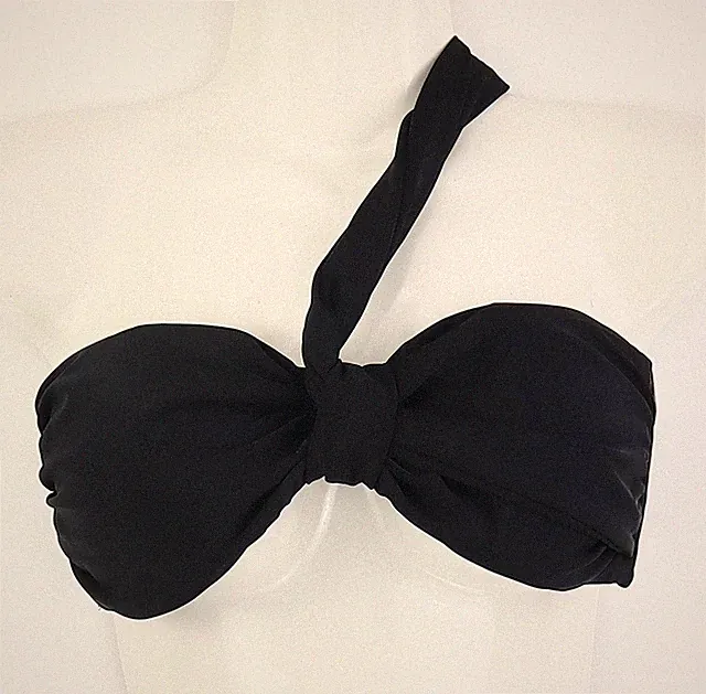 Bandeau-Bikini Oberteil Gr 40 Cup A+B Schwarz Damen Bademode Schwimm-Bade-BH Neu