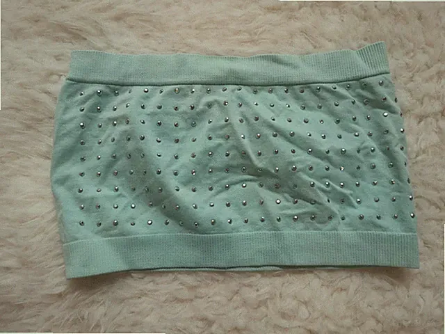 Bandeautop - Türkis mit Glitzersteinchen