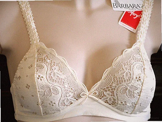 Barbara paris 560 Spitzen BH ohne Bügel Gr.65B 70B Vanille UK 30B 32B Bralette