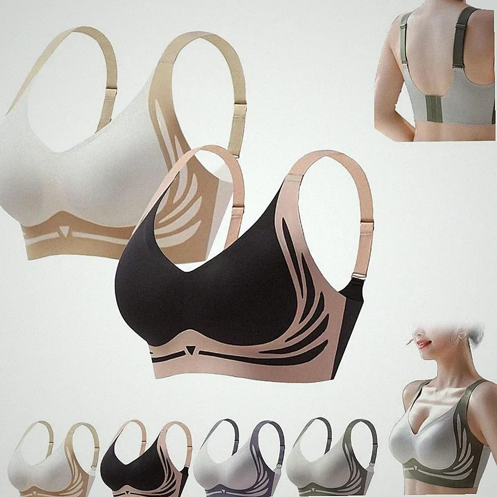 Baumwolle Drahtloser Push-Up-BH Nahtloser reibungsloser Komfort Yoga Sport
