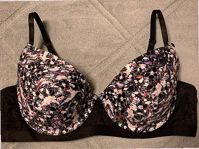 BCBG MAXAZRIA Damen BH Gr. 38C/85C Blumen Muster Schwarz Neu!