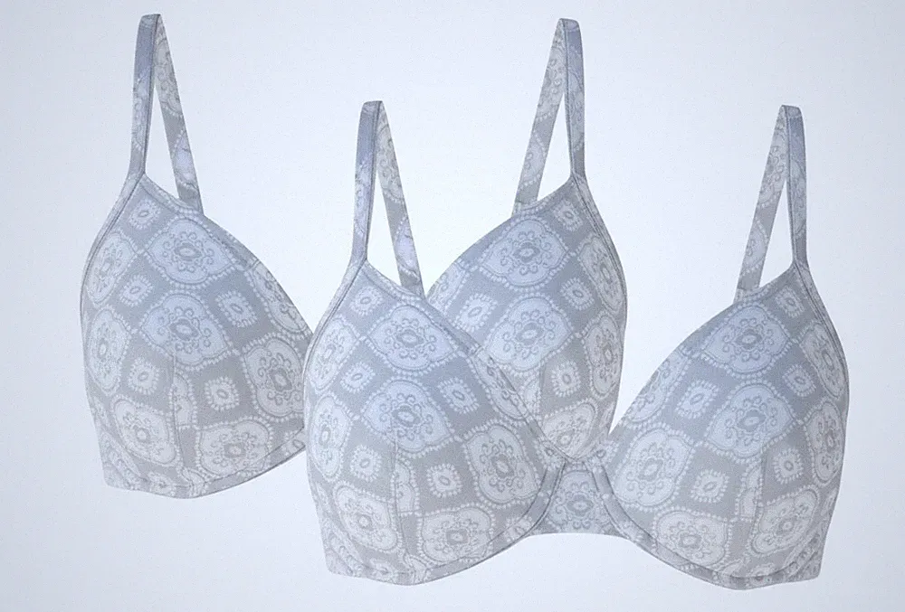 BeeDees BH mit Bügel 59 W 70B grau weiß gemustert 2er Pack NEU