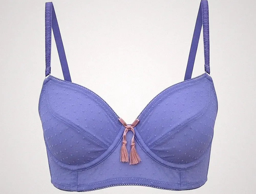 BeeDees Bustier BH mit Bügel Happy Heart 34 Longbra 75B lila NEU