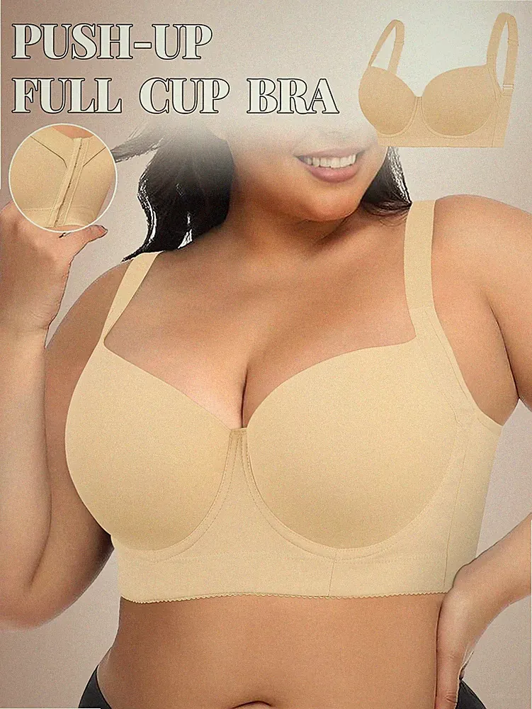 Beige nahtloser Damen BH in Große Größen Glatter minimalistischer Billig24