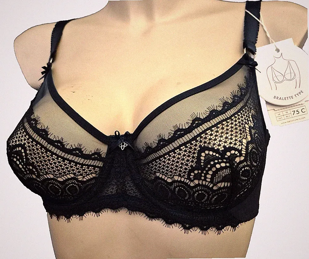 Bella Misteria Gaia Bralette spitzen Bügel-BH Gr.70B UK 32B BLAU Miękki dotyk