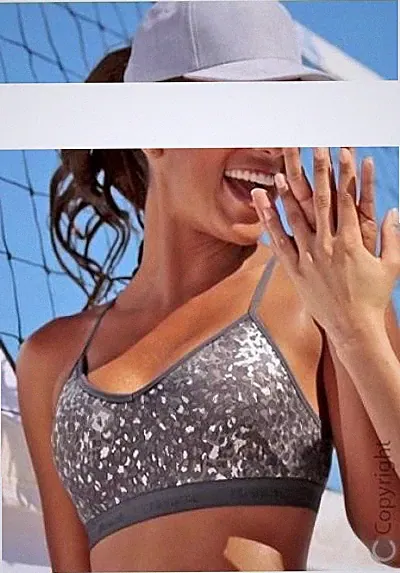 Bench Sport BH Gr.S,M,L NEU Silber Damen Bustier Nahtlos Fitness Stretch Träger