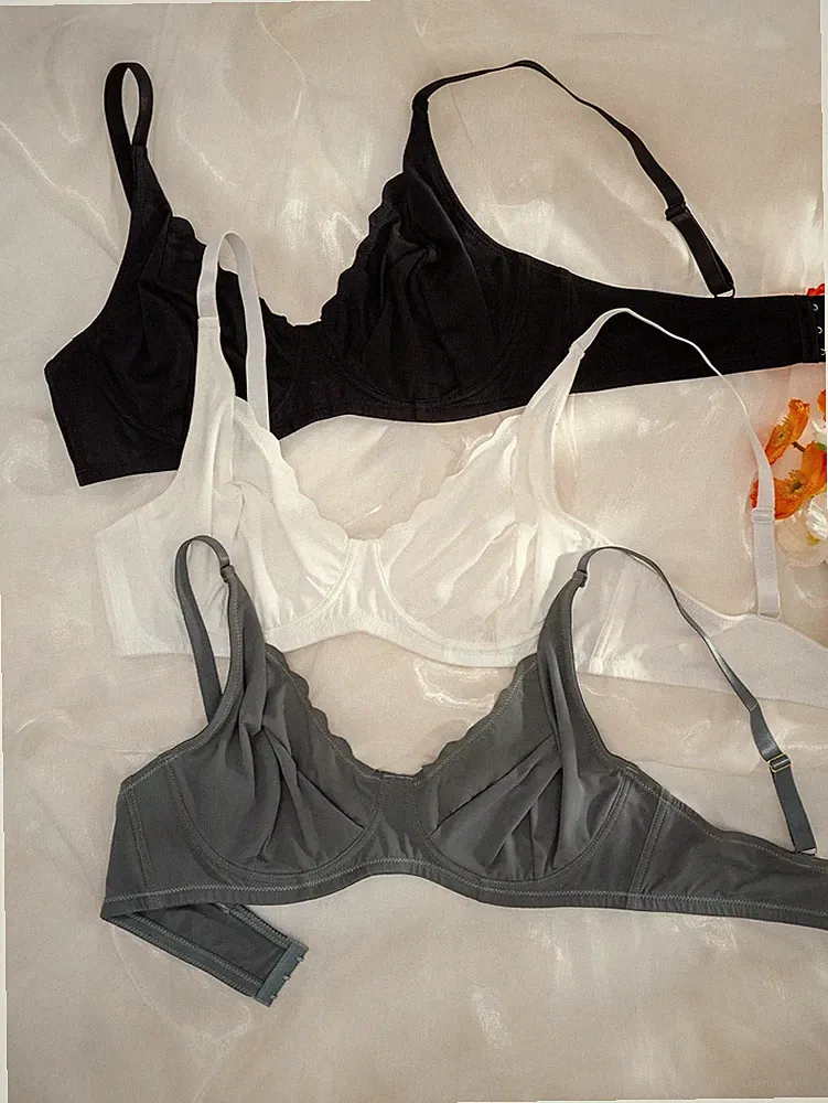 Bequemer Bügel BH mit Wellen Besatz in Große Größen, 3 teilig/Set Billig24