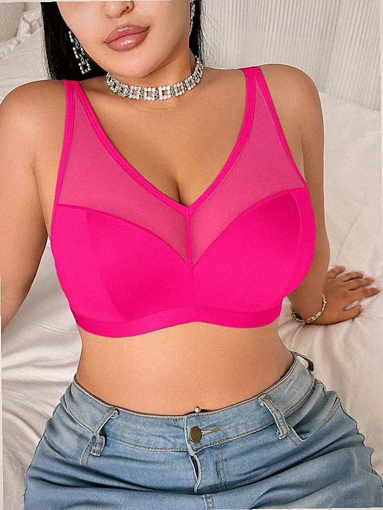 Bequemer drahtloser Bustier BH für große Größen in rosenrot Billig24
