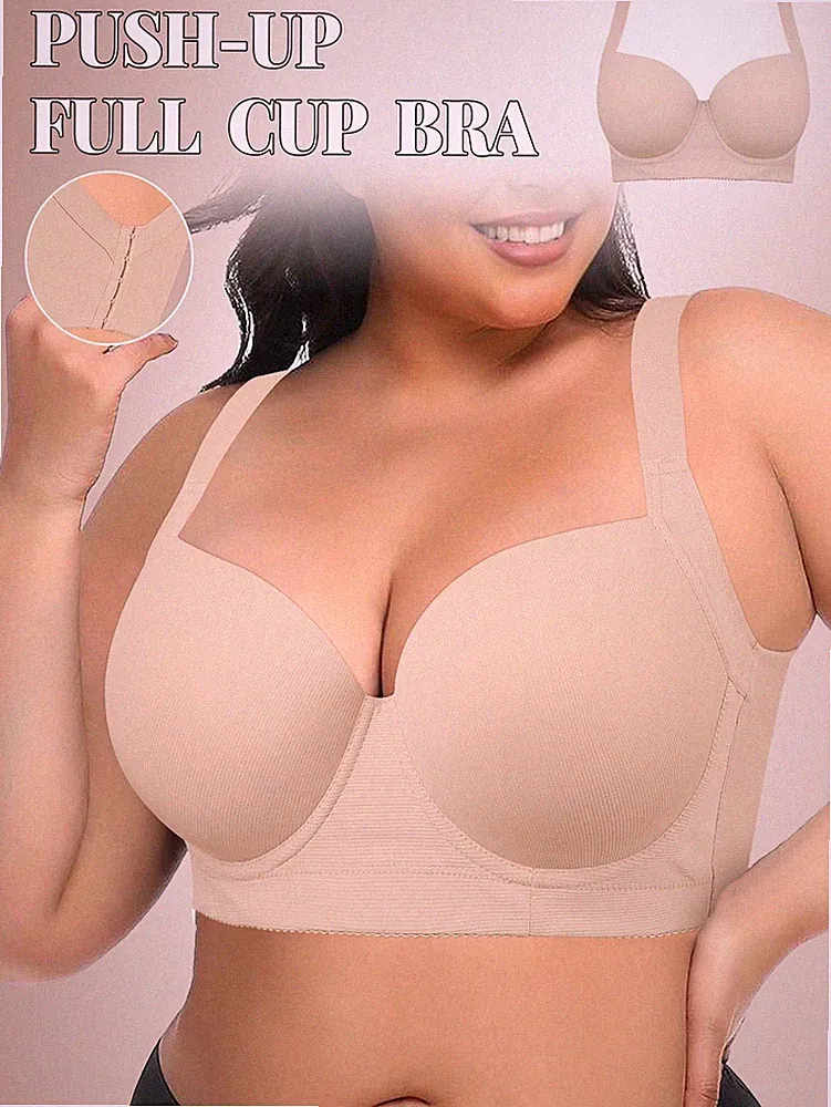 Bequemer Nahtloser Bügel BH für große Größen in Beige Minimalistisch Billig24