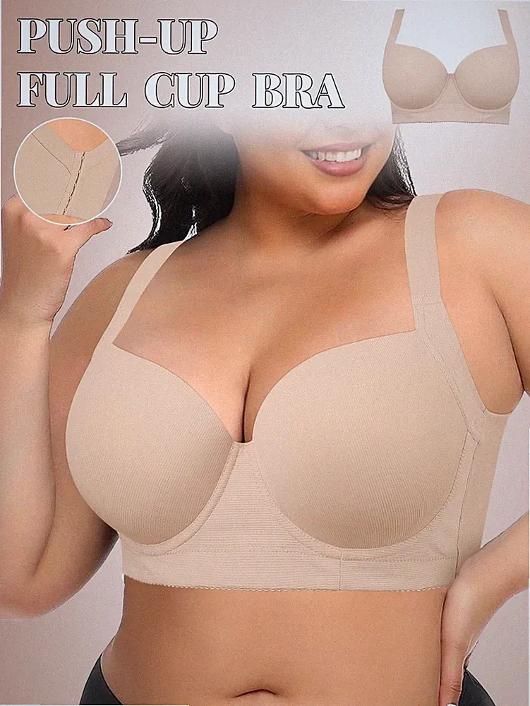 Bequemer Nahtloser Bügel BH für große Größen in Beige Minimalistisch Billig24