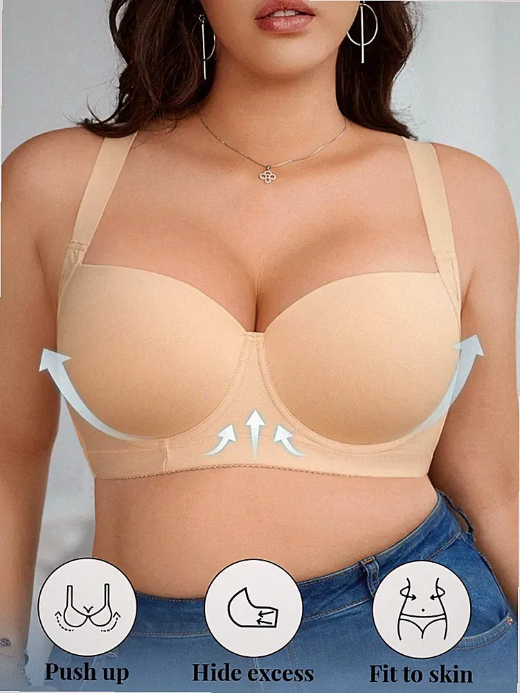 Bequemer nahtloser drahtfreier gepolsterter Push up BH für Große Größen Billig24