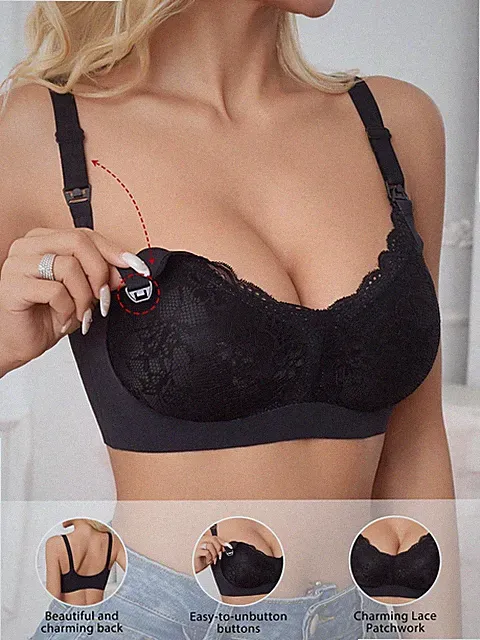 Bequemer nahtloser floraler Spitzen BH und Slip Set Billig24