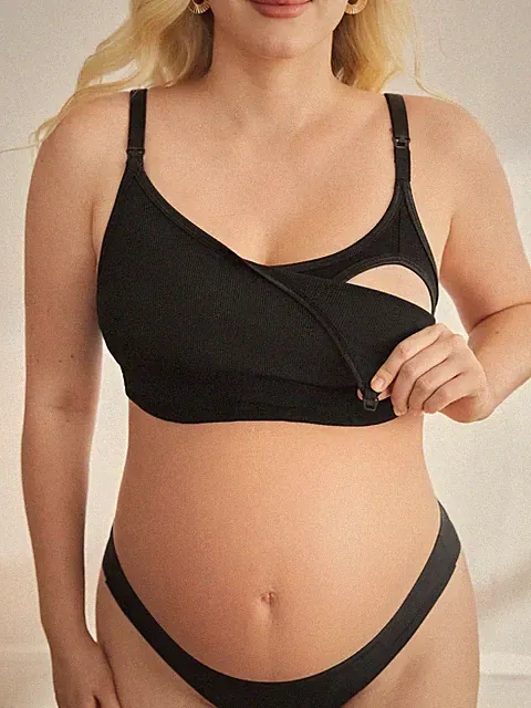 Bequemer Rippstrick Umstands BH für große Größen in Schwarz Billig24
