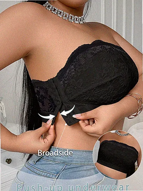 Bequemer Spitzen Patchwork BH für große Größen mit seitlicher Schnalle Billig24
